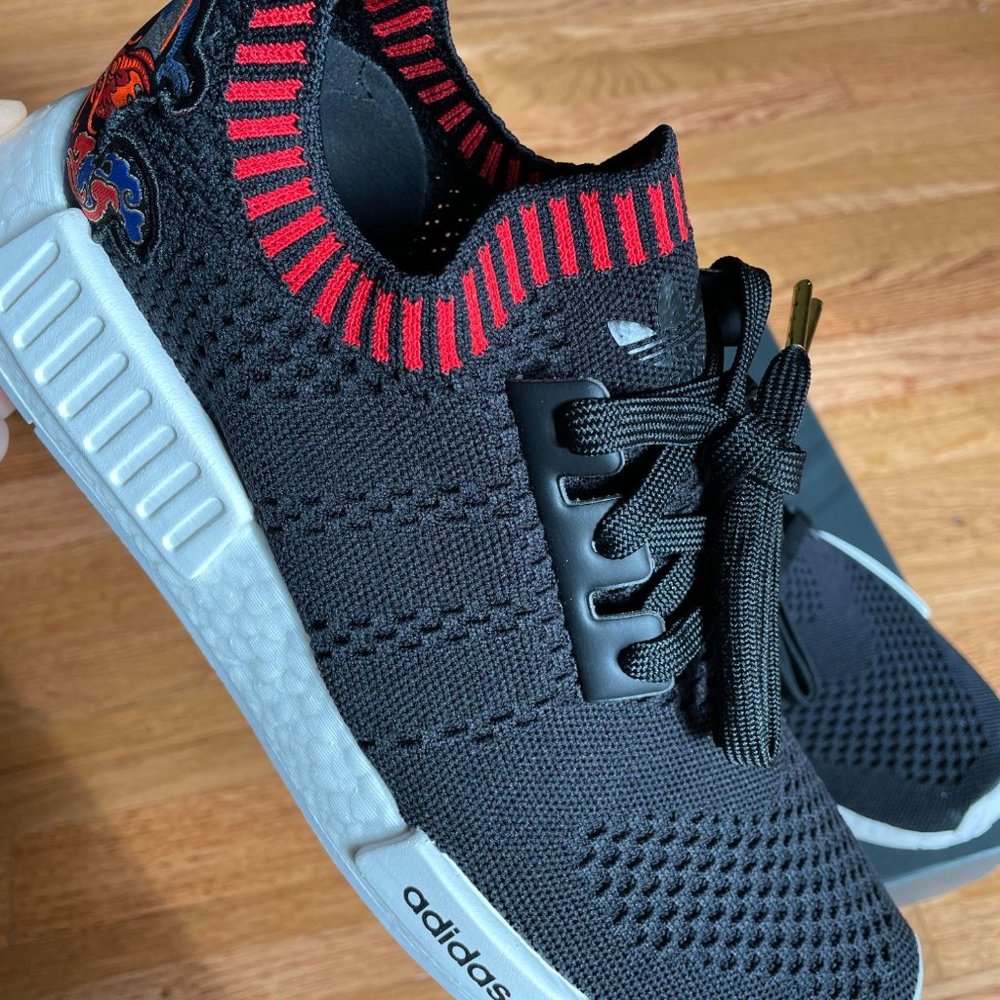 Adidas NMD R1 Primeknit Black / Red Mens Shoes - Picture 7 of 8